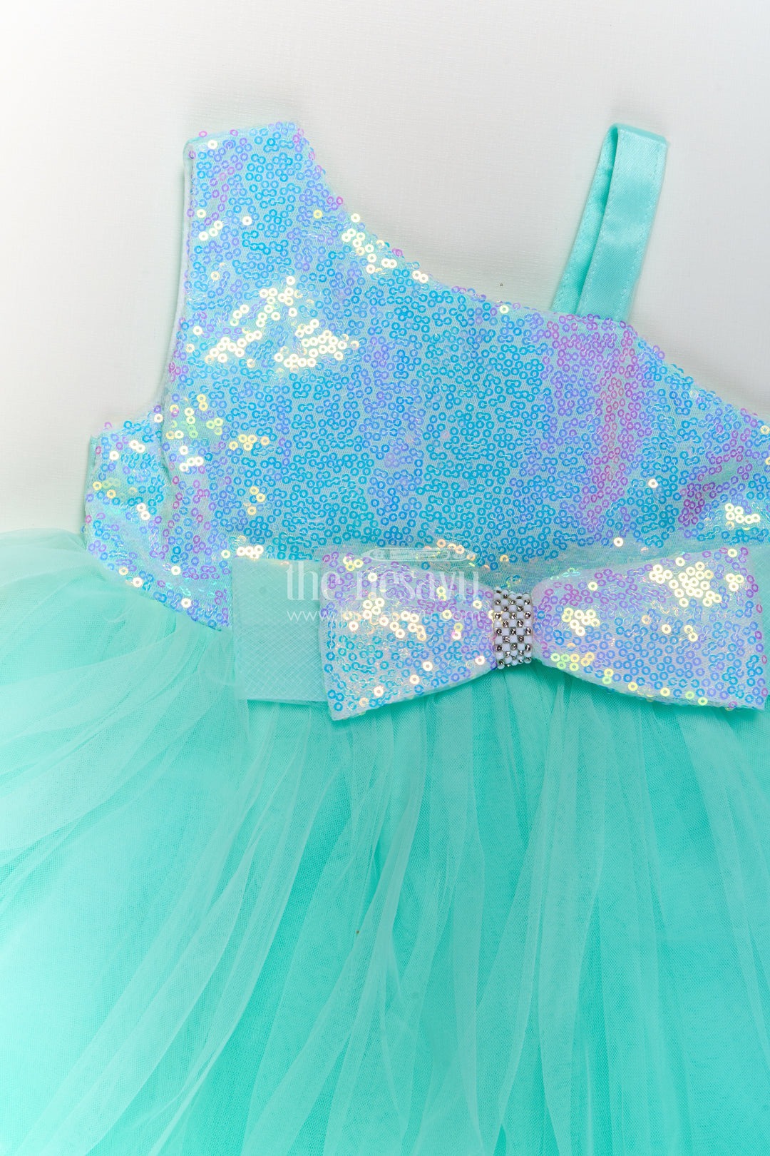 Purple Colour Princess Dress for Girls in Net with Glitter Bow and Shimmering Sequins
