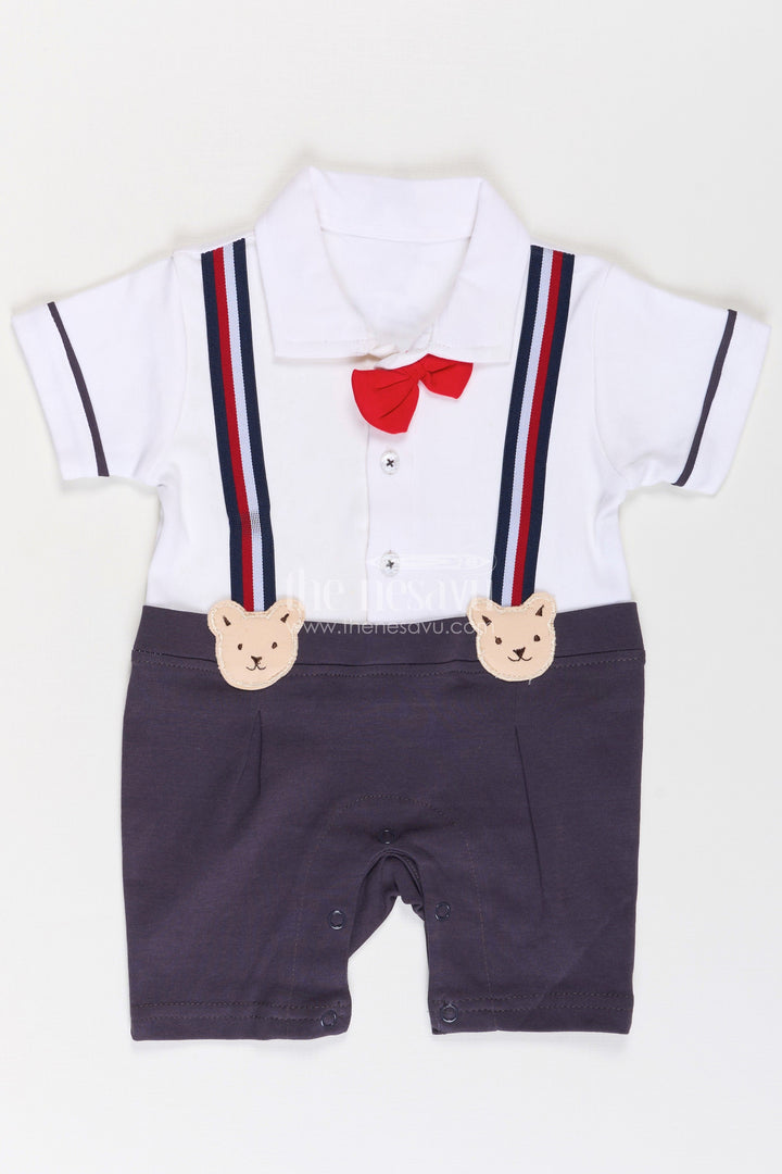 Newborn Dungarees in Soft Cotton with Teddy Bear Details
