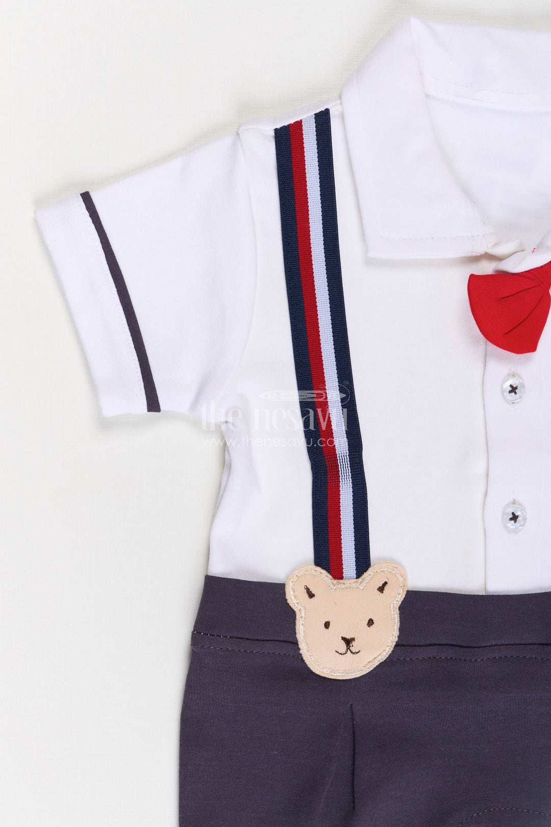 Newborn Dungarees in Soft Cotton with Teddy Bear Details