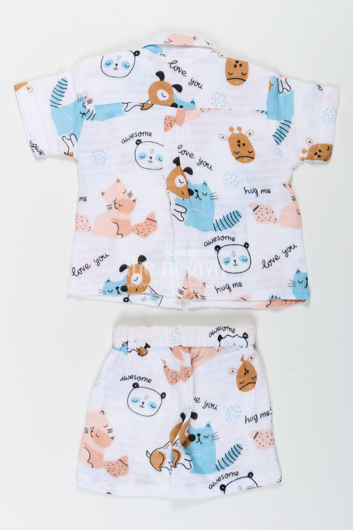 Boys Stylish Solid Casual Shirt Set with Adorable Animal Prints and Soft Muslin Fabric for Everyday Adventures