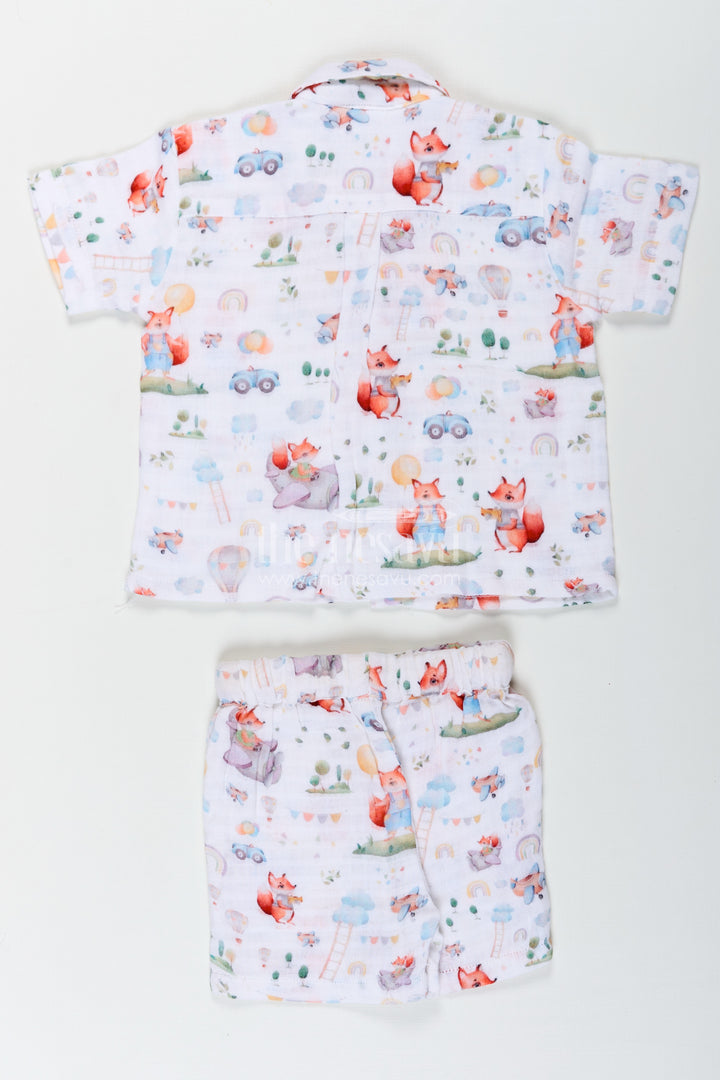 Boys New Fashion Casual Shirts with Fox and Nature Print in Soft Muslin Fabric for Everyday Comfort