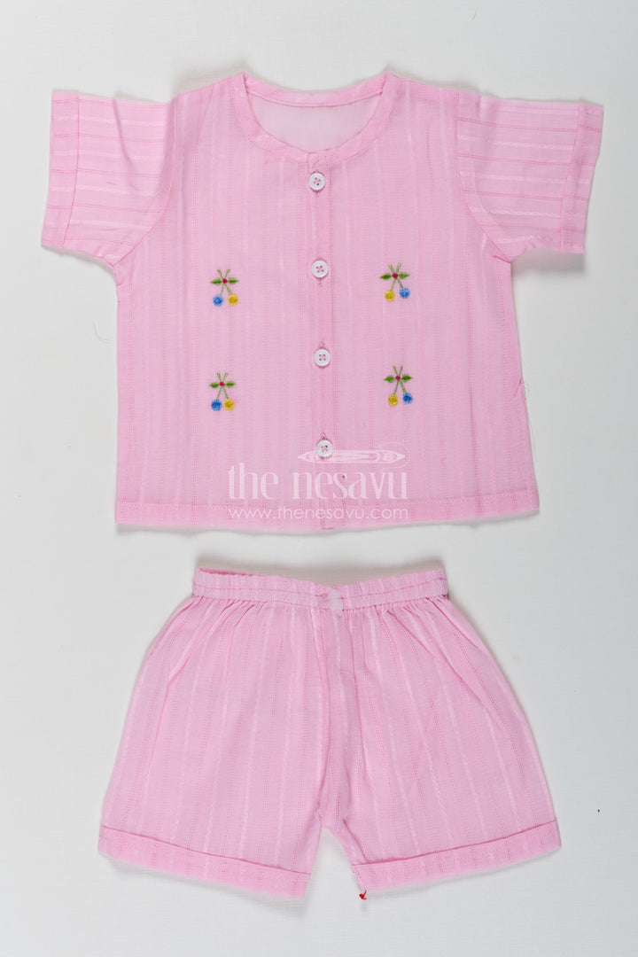 Casual Dress for Birthday in Lavender Cotton with Embroidery Accents and Matching Shorts for Baby Girls