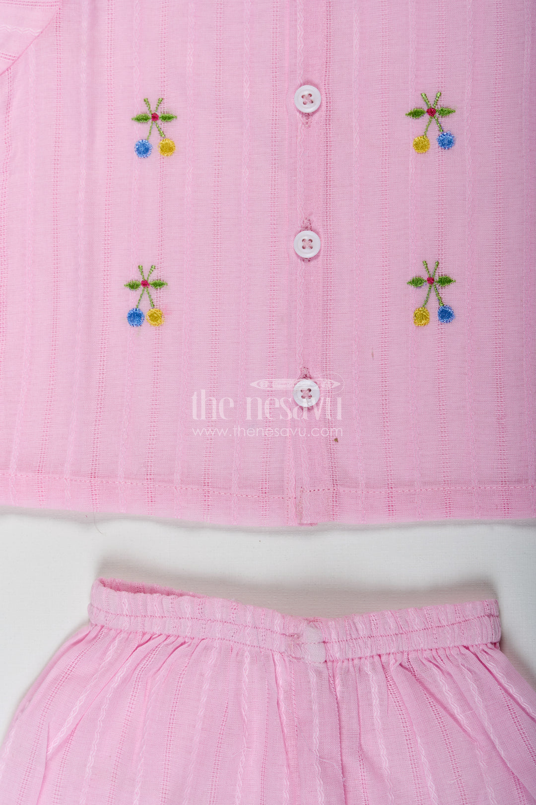 Casual Dress for Birthday in Lavender Cotton with Embroidery Accents and Matching Shorts for Baby Girls