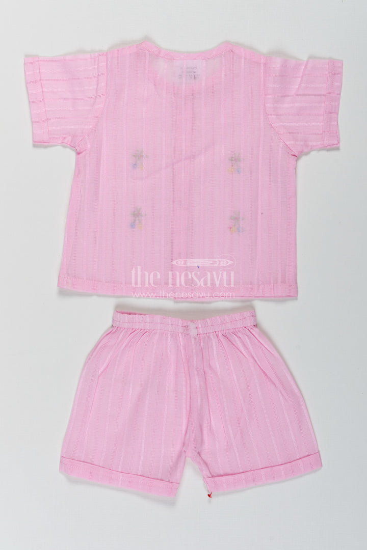Casual Dress for Birthday in Lavender Cotton with Embroidery Accents and Matching Shorts for Baby Girls