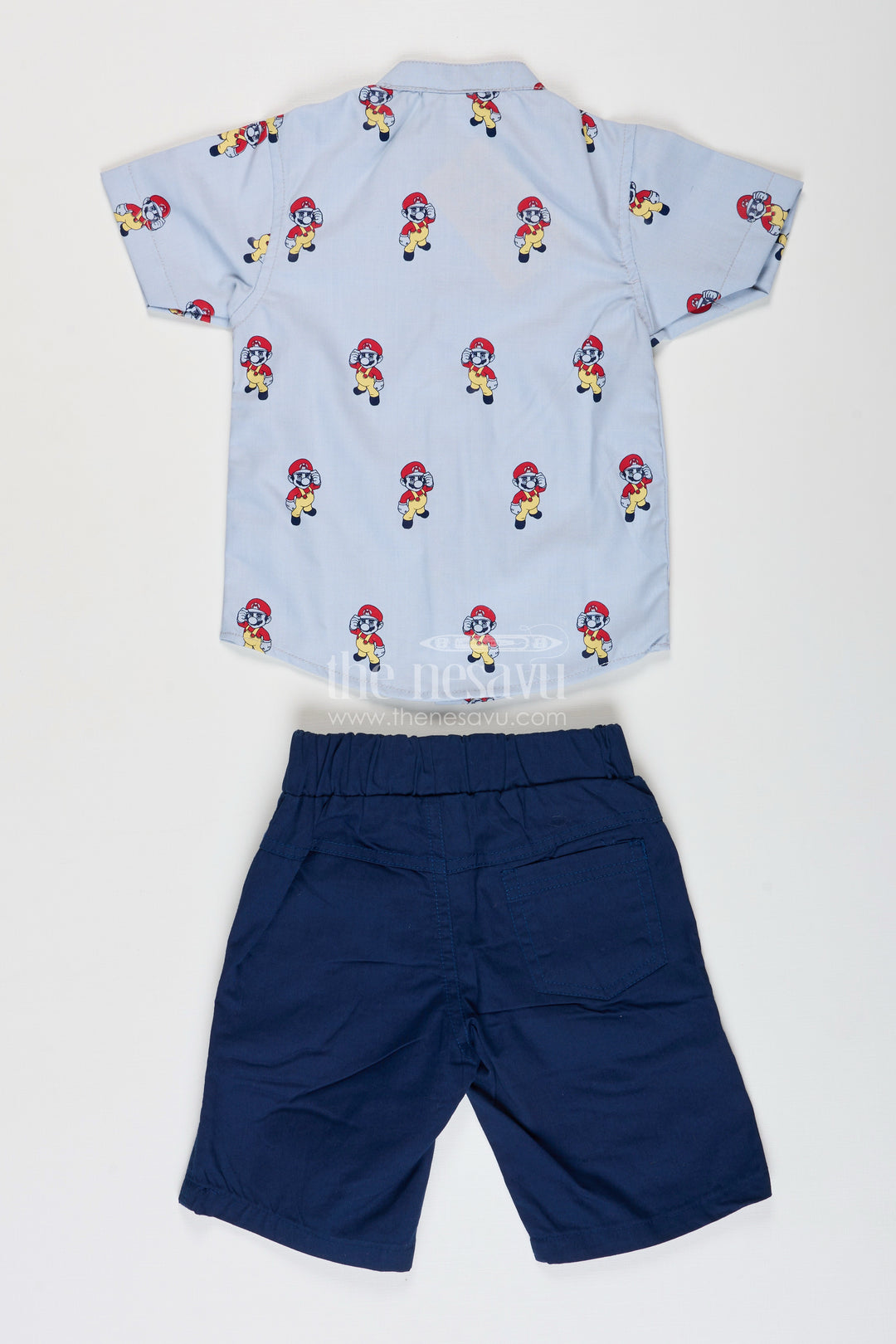 Best Casual Attire for Boys with Cartoon Printed Shirt and Navy Cotton Shorts
