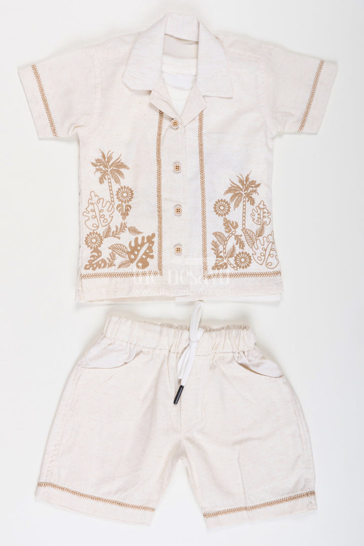 Boys Cotton Clothes for Kids with Thread Embroidery Shirt and Casual Tee Set