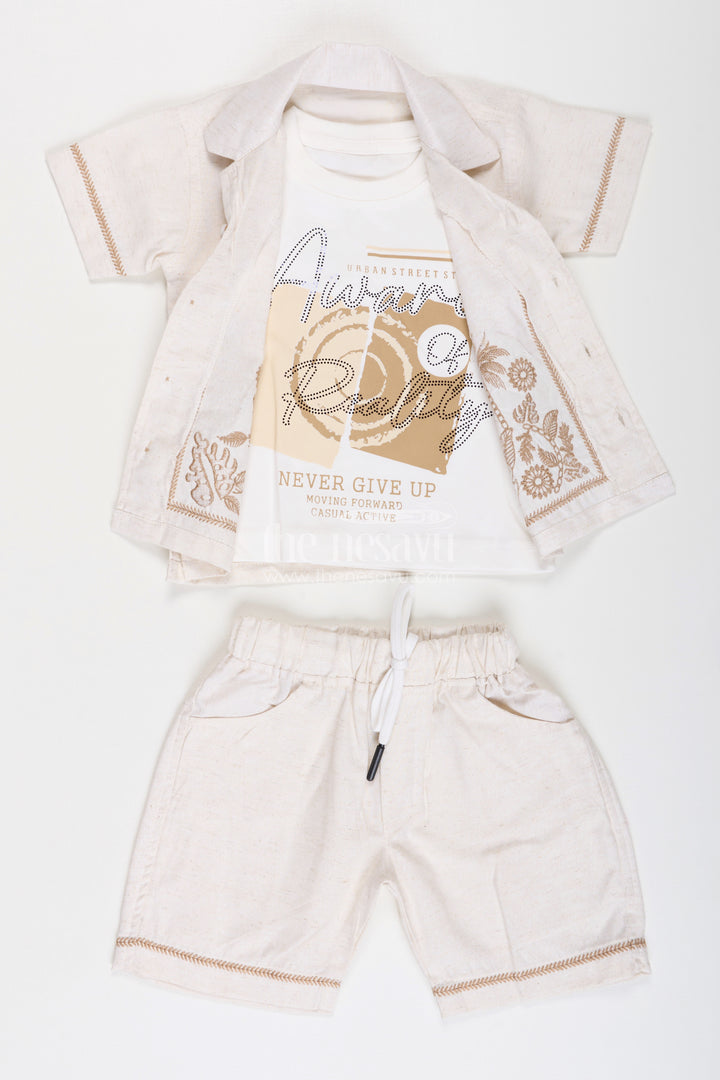 Boys Cotton Clothes for Kids with Thread Embroidery Shirt and Casual Tee Set