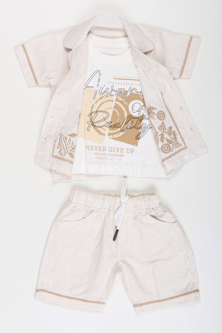 Boys Cotton Clothes for Kids with Thread Embroidery Shirt and Casual Tee Set