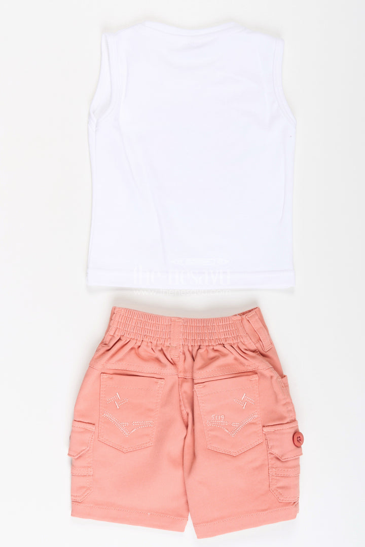 Boys Cotton Best Casual Dress Shirts Set with Floral Printed Shirt, Tank Tee, and Cargo Shorts