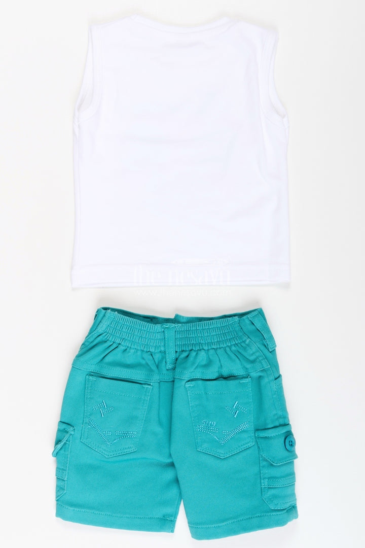 Boys Cotton Best Casual Shirts Set with Green Shorts and Tropical Print Combo for Everyday Wear