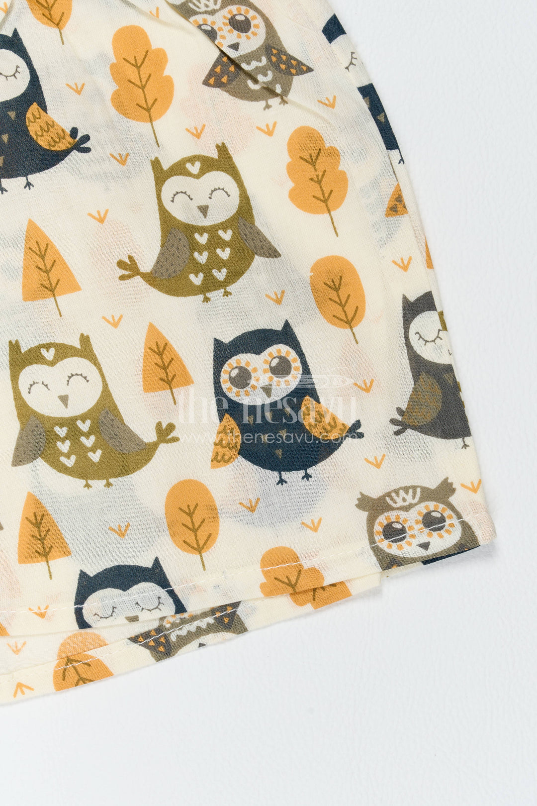 Boys Cotton Shirt and Shorts Set with Earthy Owl Print