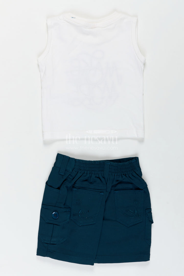 Boys Cotton Embroidery Set Short and Shirt in Classic Ivory and Teal for Comfortable Everyday Style