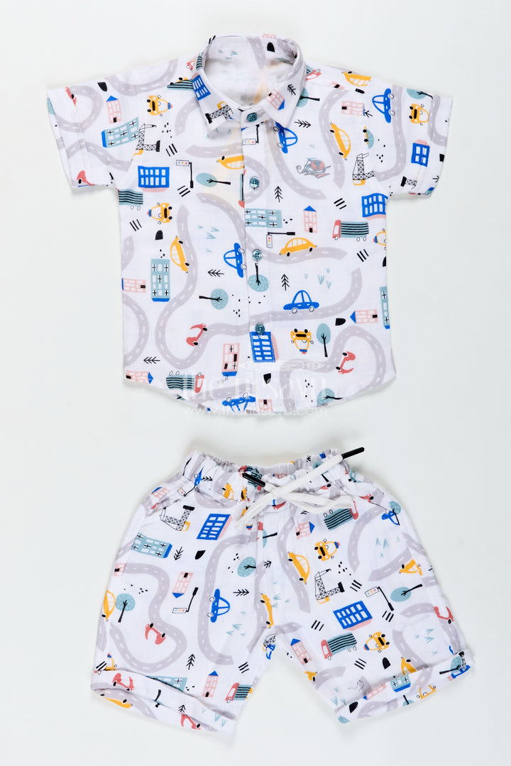 Boys Muslin Cotton Shorts T Shirt Set with Digital Prints and Playful Patterns for Active Wear