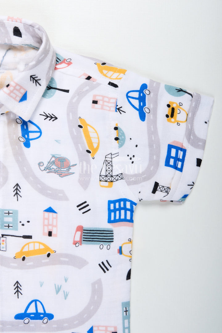 Boys Muslin Cotton Shorts T Shirt Set with Digital Prints and Playful Patterns for Active Wear