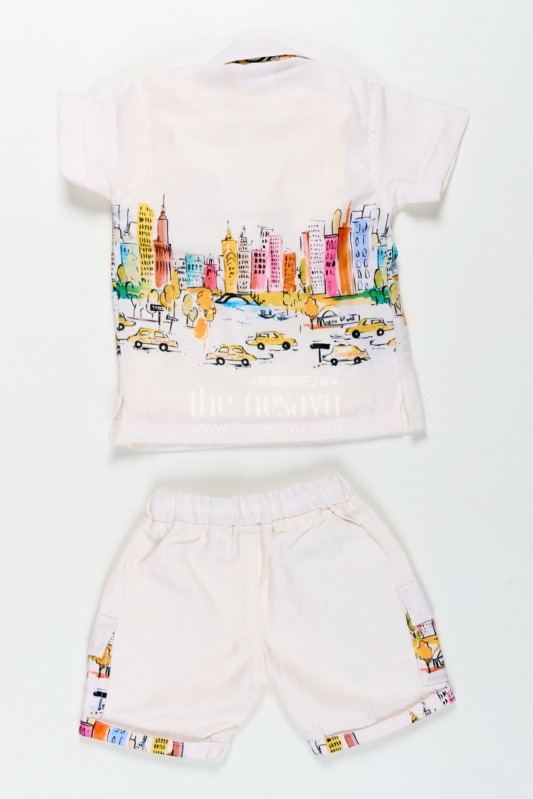 Boys Cotton Vintage Print Shirts Set with Matching Shorts for Stylish Everyday Dressing