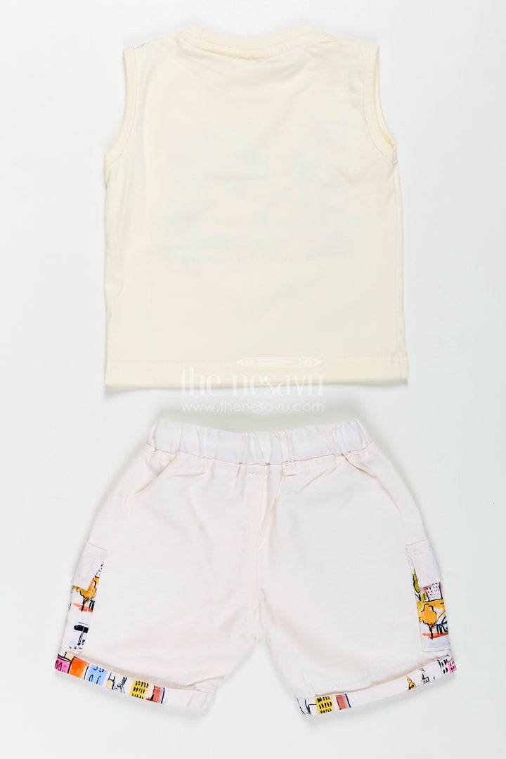 Boys Cotton Vintage Print Shirts Set with Matching Shorts for Stylish Everyday Dressing