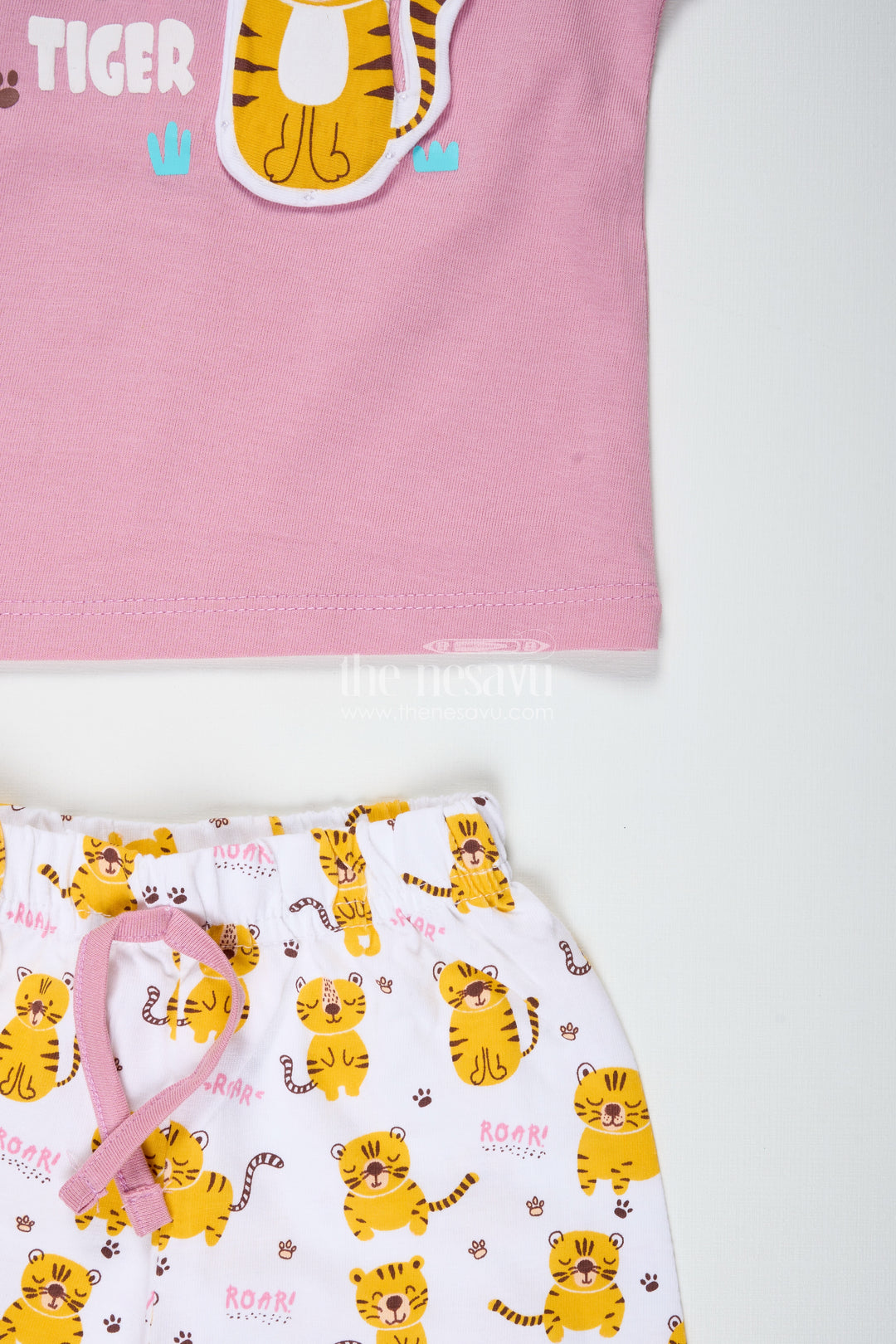 Boys Cotton Pink T Shirt and Shorts Set with Animal Digital Prints for Playful Summer Wear