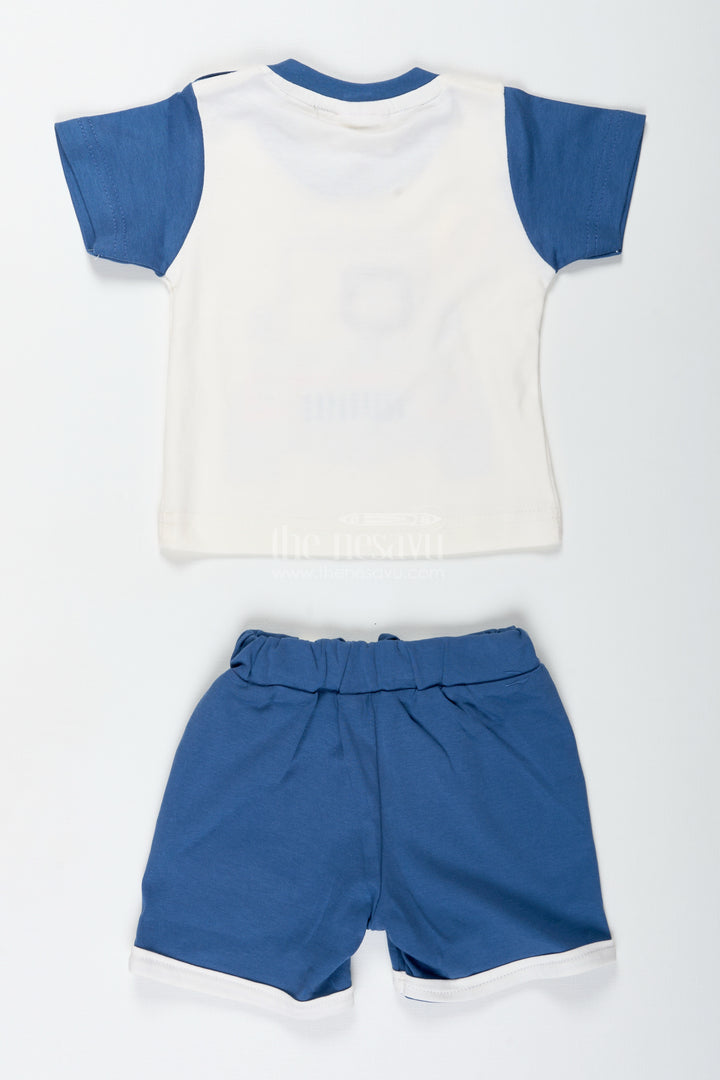 Boys Casual Cotton Dress with Robot Printed Tee and Blue Shorts for Comfortable All-Day Outings