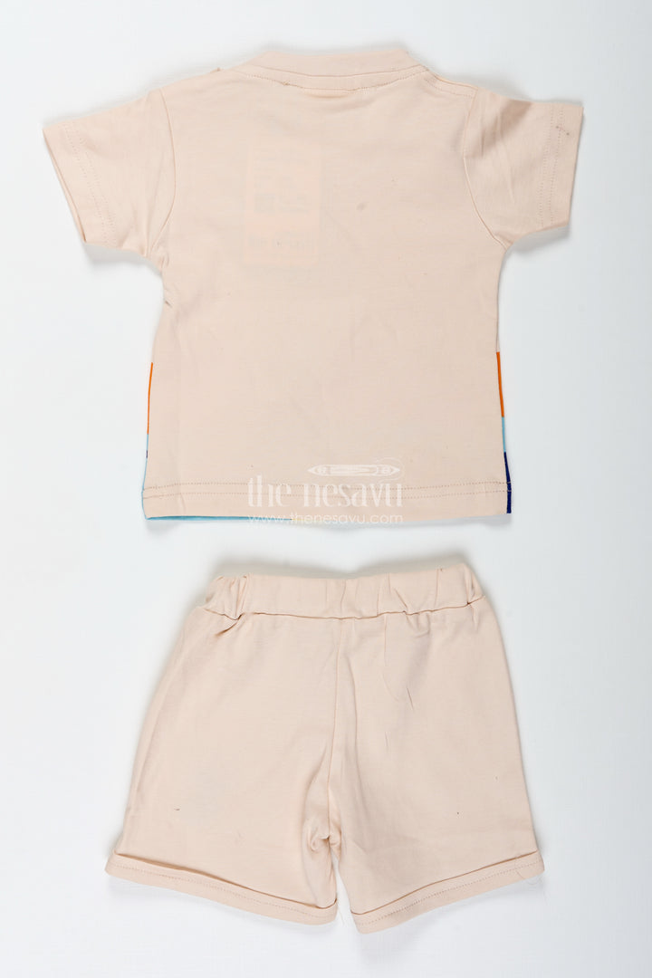 Boys Palm Tree Shirt and Shorts Set in Cotton with Digital Print for a Beachy Everyday Look