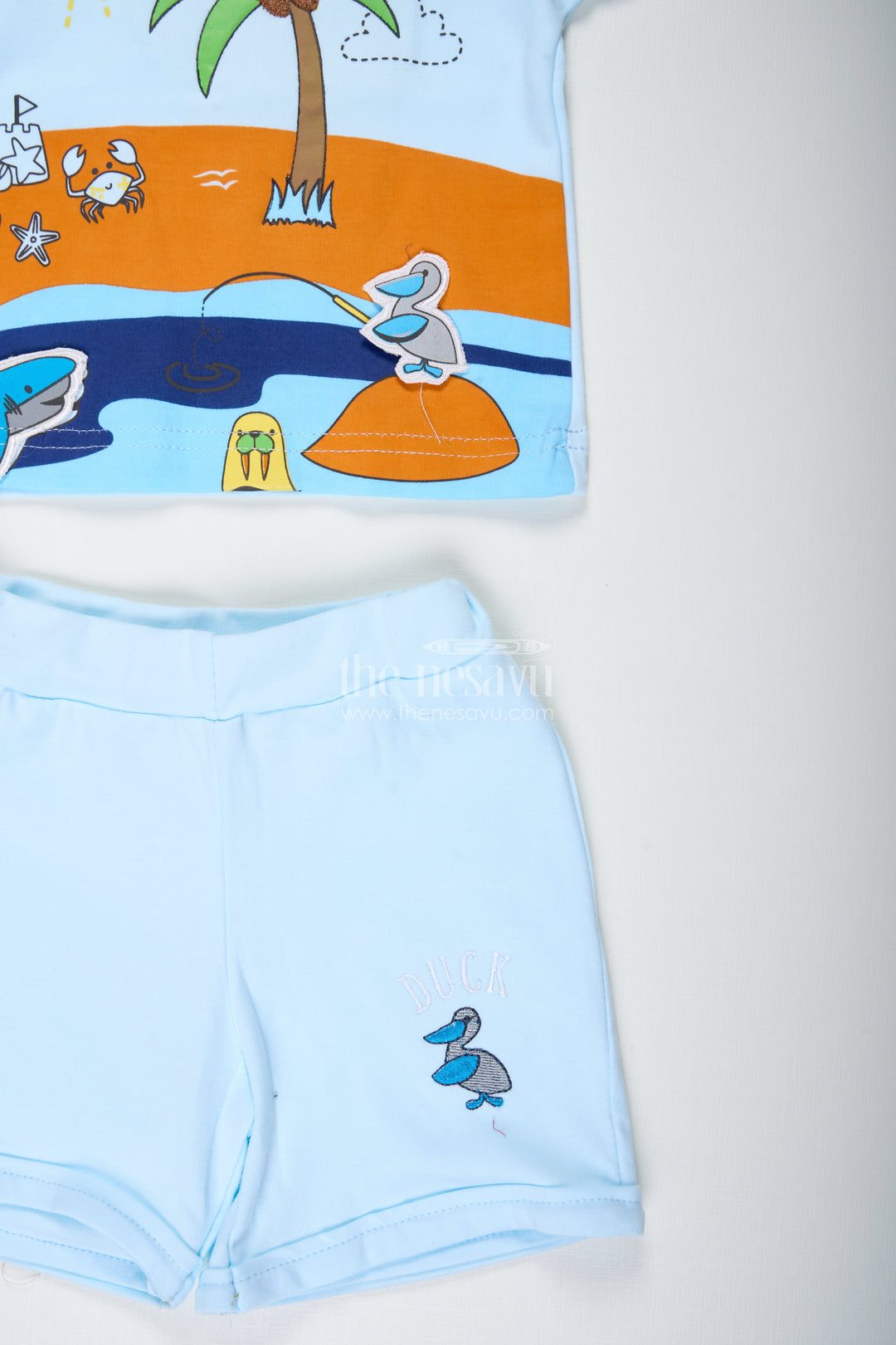 Boys Cotton Smart Casual Street Style Outfit with Tropical Digital Print Tee and Light Shorts for Everyday Play