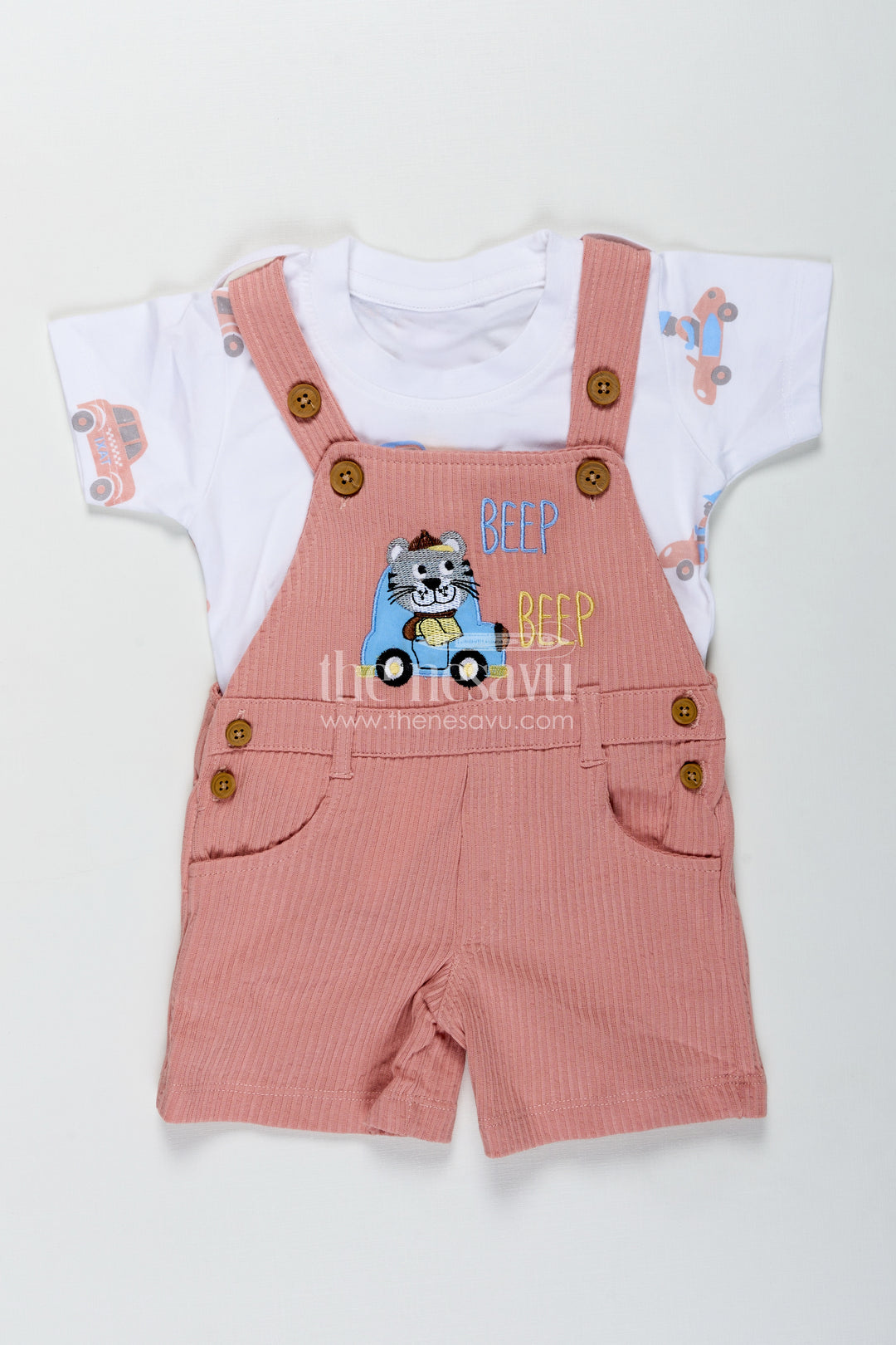 Boys Casual Carnival Outfits with Car Patch Corduroy Overalls and Printed Tee for Vibrant Everyday Fun