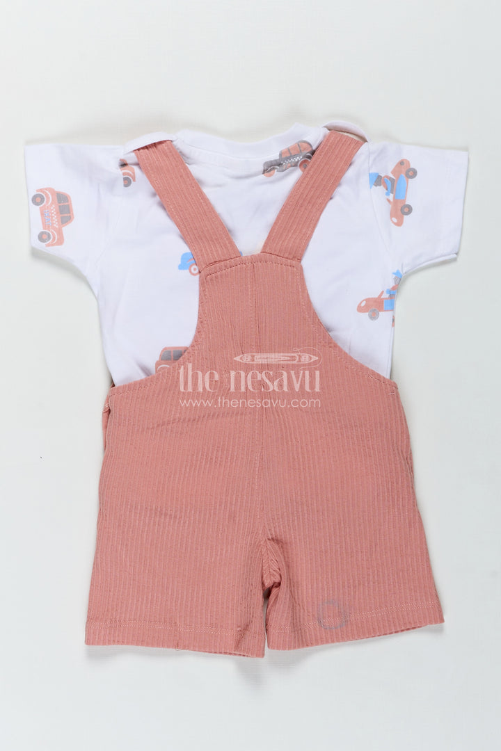 Boys Casual Carnival Outfits with Car Patch Corduroy Overalls and Printed Tee for Vibrant Everyday Fun