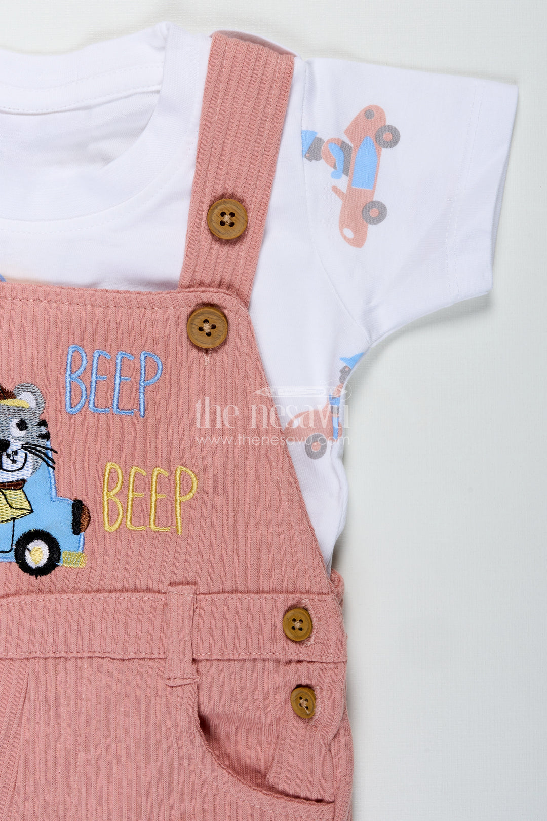 Boys Casual Carnival Outfits with Car Patch Corduroy Overalls and Printed Tee for Vibrant Everyday Fun