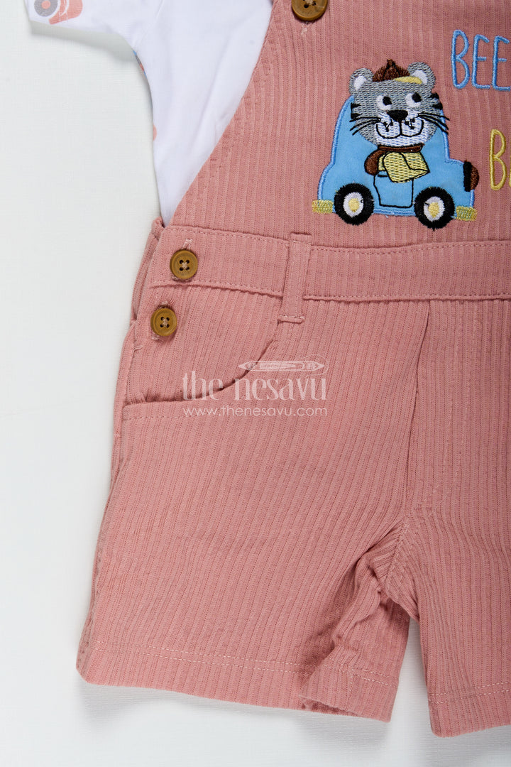 Boys Casual Carnival Outfits with Car Patch Corduroy Overalls and Printed Tee for Vibrant Everyday Fun
