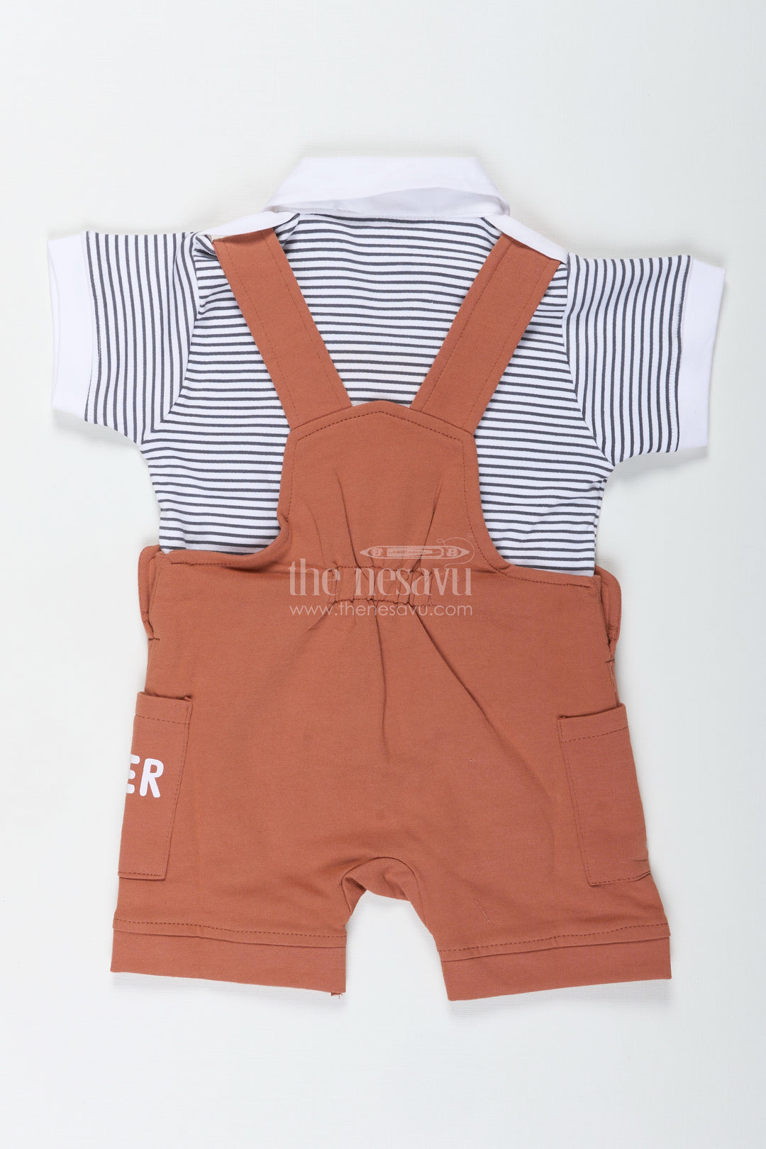 Newborn Teddy Bear Out Fit for Boys in Cotton with Animal Digital Print and Short Sleeve Tee Set
