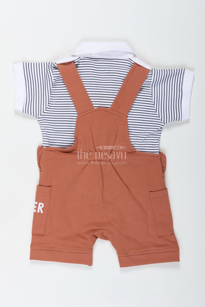 Newborn Teddy Bear Out Fit for Boys in Cotton with Animal Digital Print and Short Sleeve Tee Set