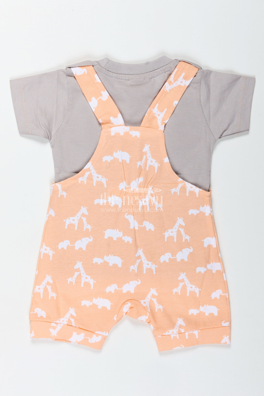 Orange Casual Dres for Boys with Cotton Animal Print and Cute Koala Design in Two Piece Dungaree Set