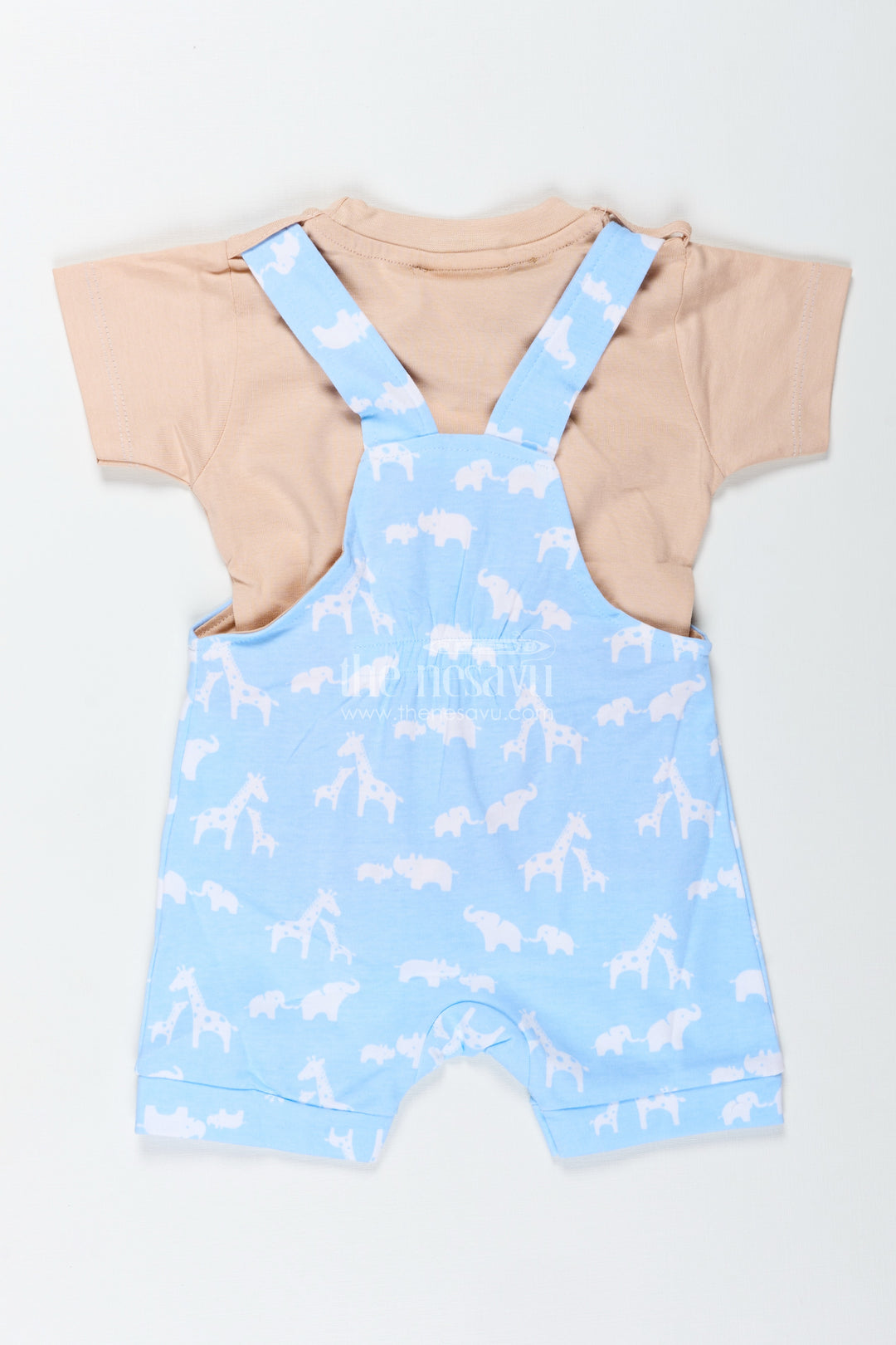 Cow Print Outfit Casual for Boys in Cotton with Animal Motif and Playful Blue Dungaree Style