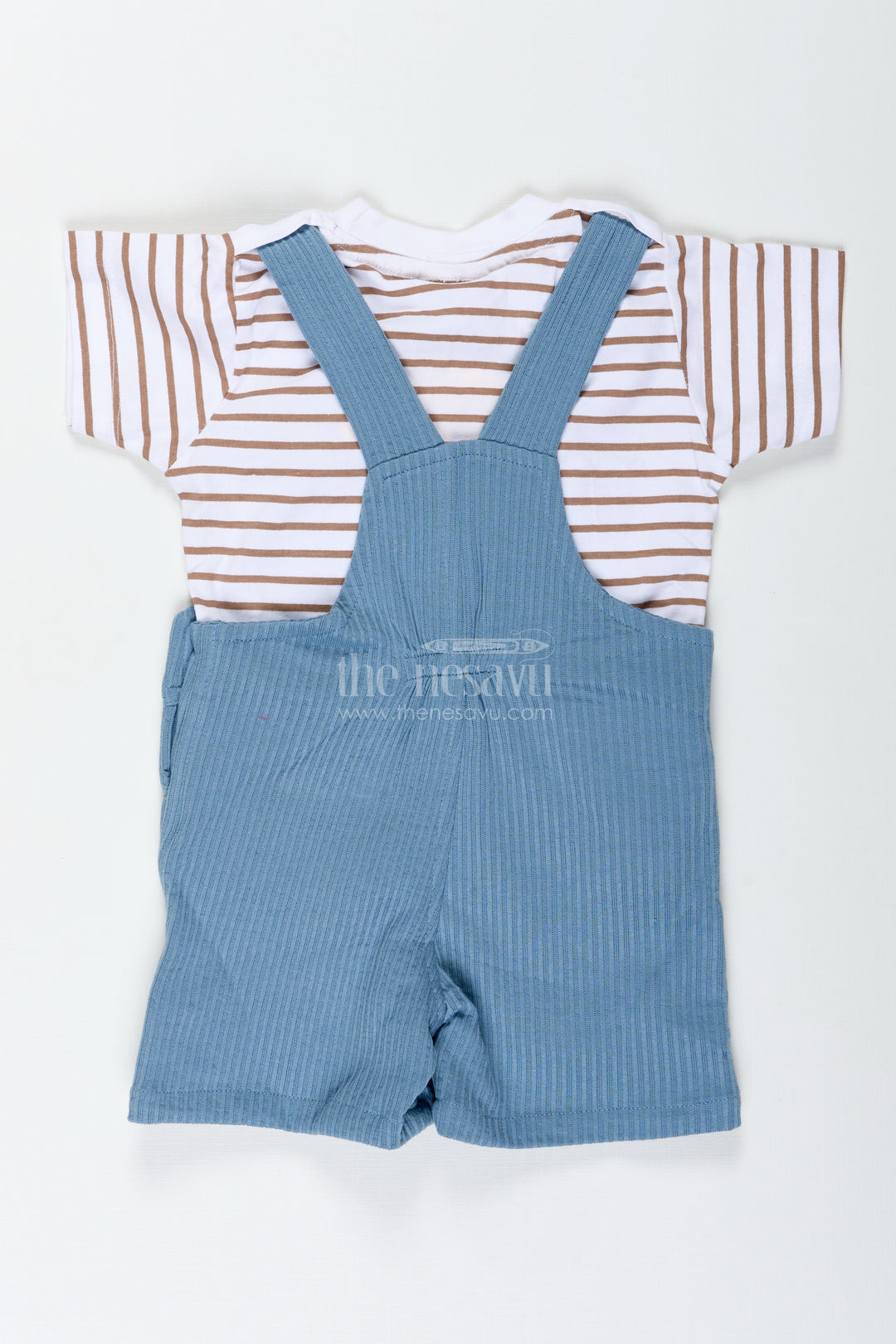 Newborn Dinosaur Set Outfit for Boys in Blue Corduroy Cotton with Dino Embellished Dungaree