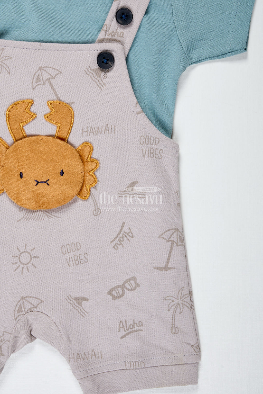 Casual Colorful Outfits for Boys in Soft Cotton with Yellow Animal Embroidery and Short Sleeve Tee