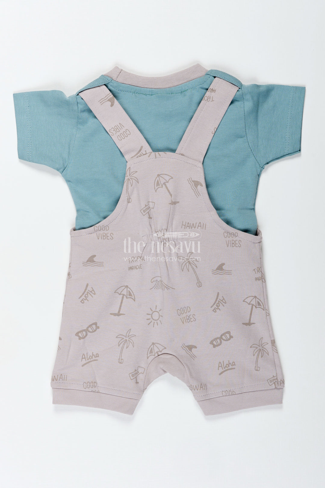 Casual Colorful Outfits for Boys in Soft Cotton with Yellow Animal Embroidery and Short Sleeve Tee