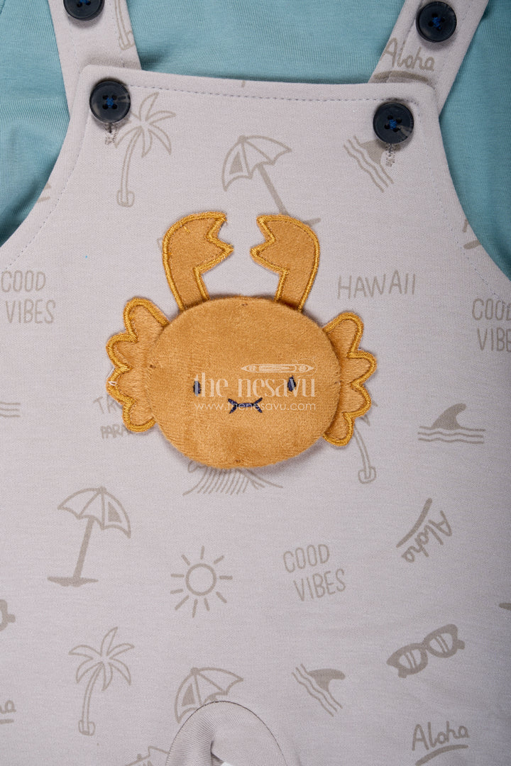 Casual Colorful Outfits for Boys in Soft Cotton with Yellow Animal Embroidery and Short Sleeve Tee