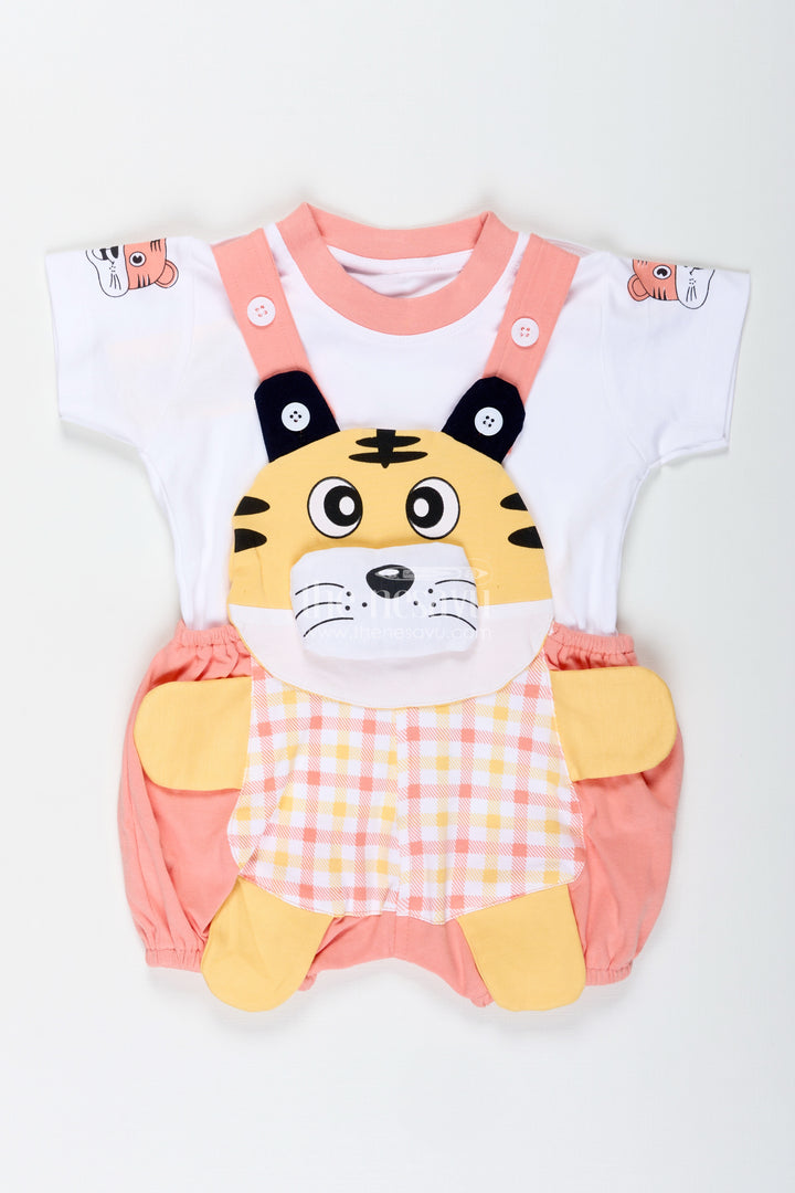 New Look Tiger Print Dress for Boys in Cotton with Playful Yellow Detailing and Embroidered Animal Face