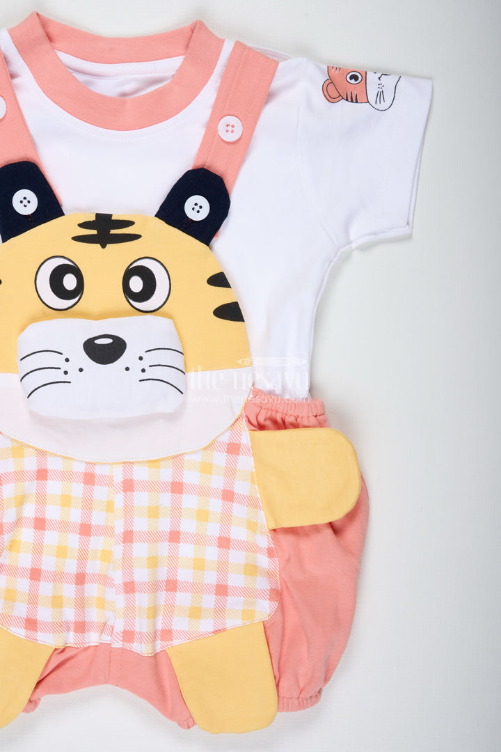 New Look Tiger Print Dress for Boys in Cotton with Playful Yellow Detailing and Embroidered Animal Face