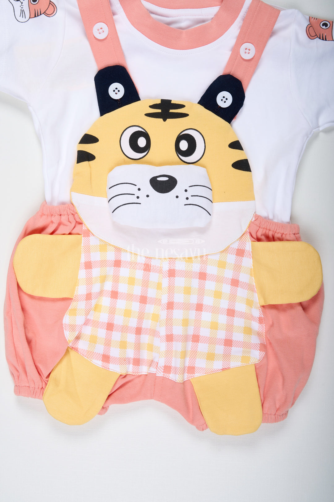 New Look Tiger Print Dress for Boys in Cotton with Playful Yellow Detailing and Embroidered Animal Face