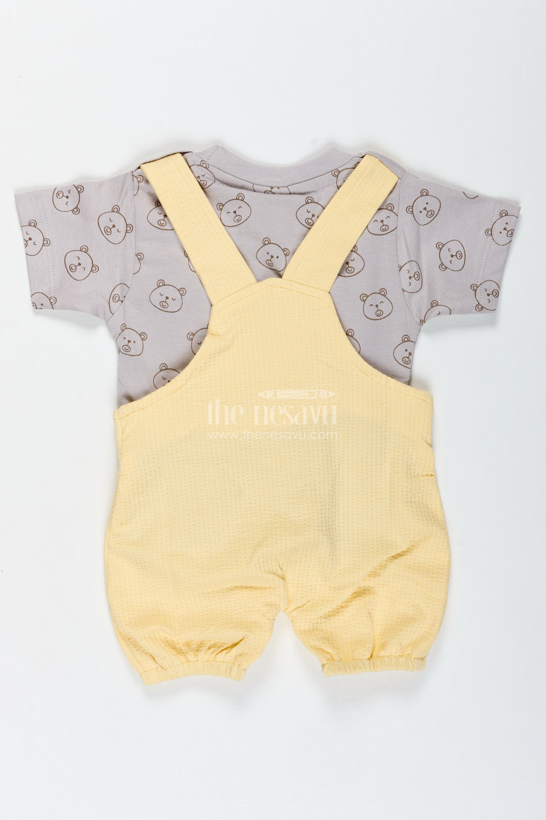 Yellow Casual Outfits for Boys in Cotton with Animal Digital Print and Charcoal Contrast Tee