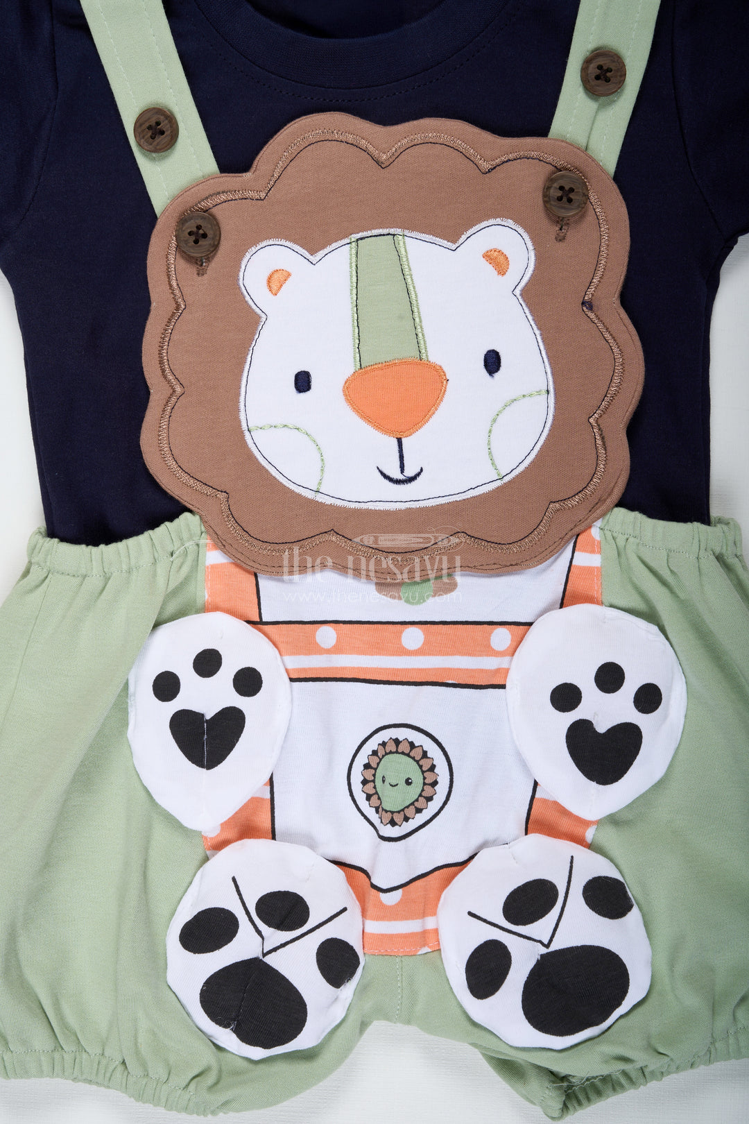 Boys Cotton lion print set with Playful Dungaree Design and Animal Theme for Everyday Comfort