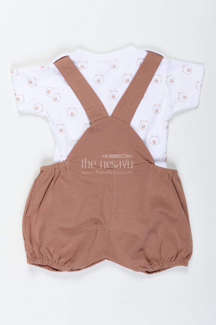Boys Cotton Brown Casual Dress with Animal Digital Print and Paw Patch Overalls for Comfortable Playtime