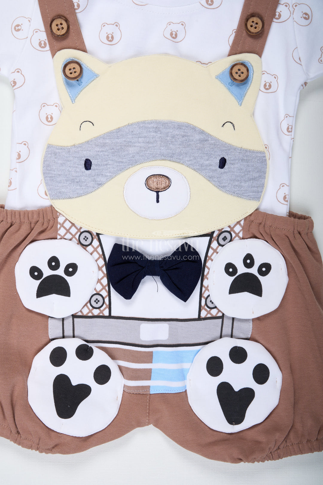 Boys Cotton Brown Casual Dress with Animal Digital Print and Paw Patch Overalls for Comfortable Playtime