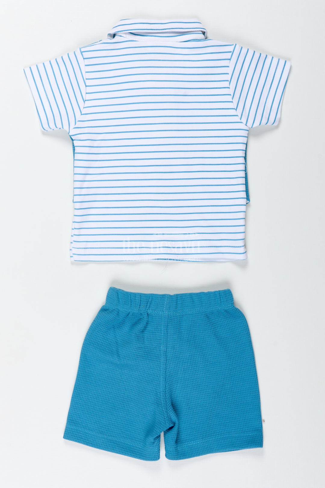 Boys Cotton Waffle Knit Blue Casual Set with Smart Vest and Striped Tee for Everyday Cool Style