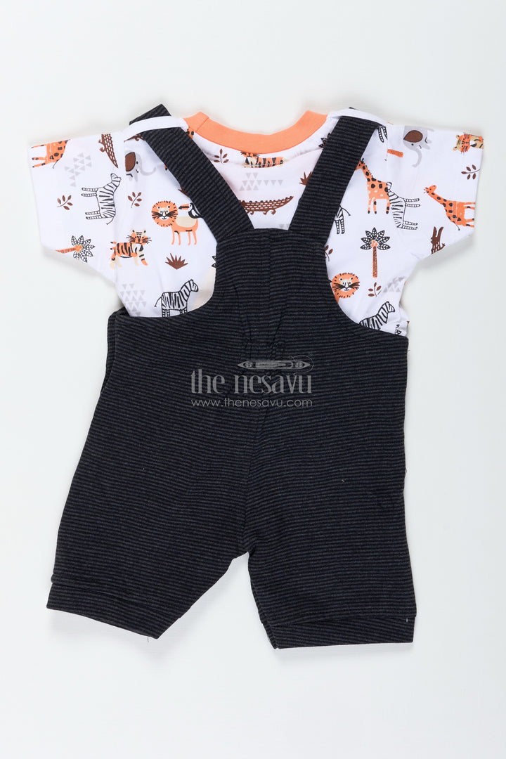 Boys Cotton Corduroy Orange Casual Dress with Lion Appliqué and Printed Tee for Bold Everyday Style