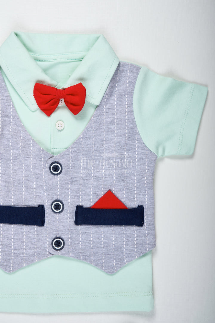 Boys Smart Cotton Shirts Set with Bow Tie and Navy Shorts for Dapper Everyday Comfort