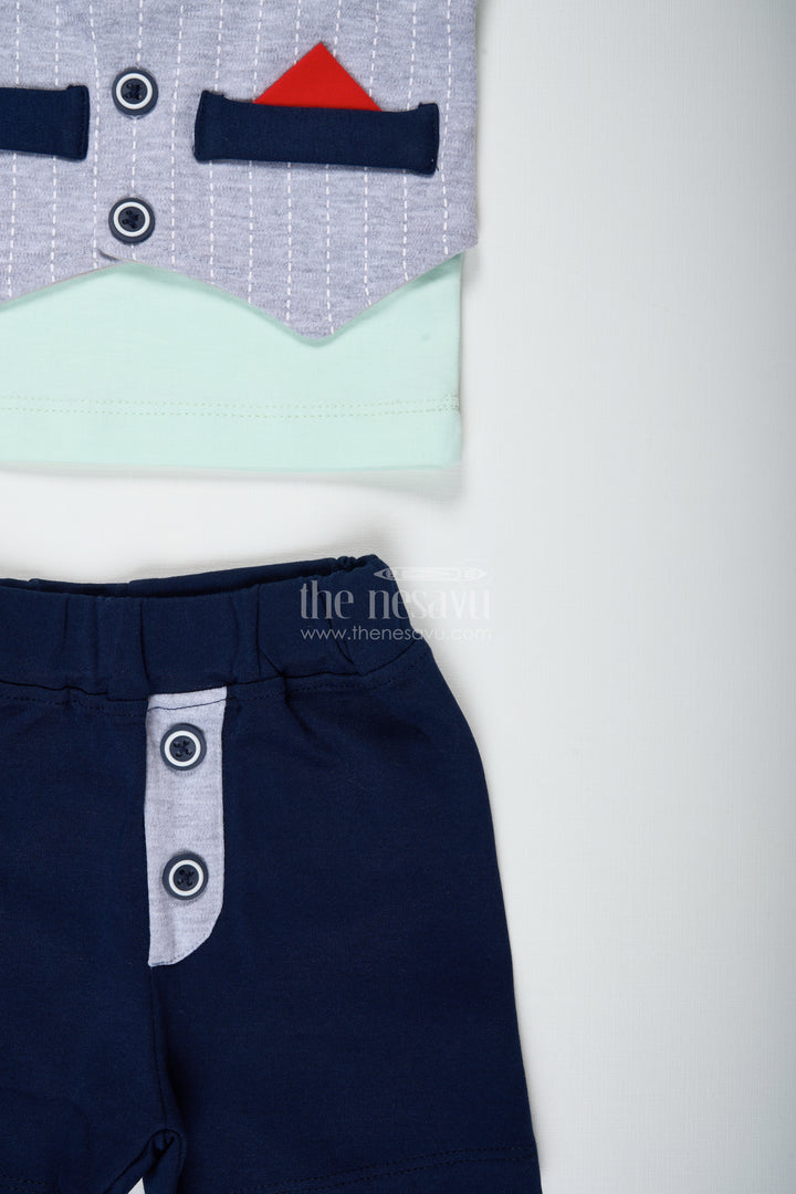 Boys Smart Cotton Shirts Set with Bow Tie and Navy Shorts for Dapper Everyday Comfort