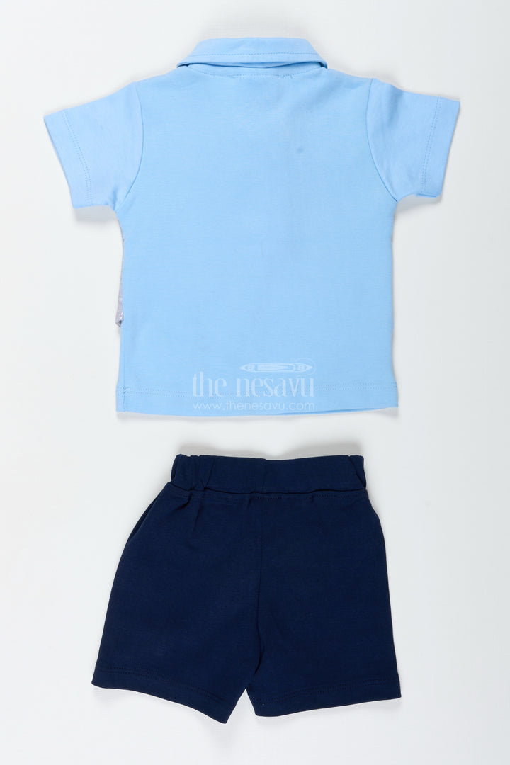 Boys Cotton Shirt and Shorts Set with Yellow Bow Tie and Textured Vest for Semi Formal Summer Style