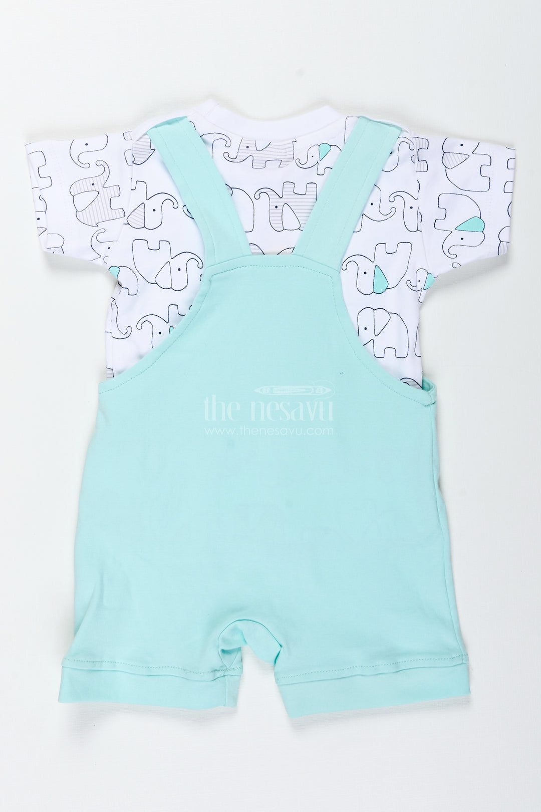 Boys Cotton green casual outfits with Elephant Embroidery and Printed T Shirt for Relaxed Daily Wear