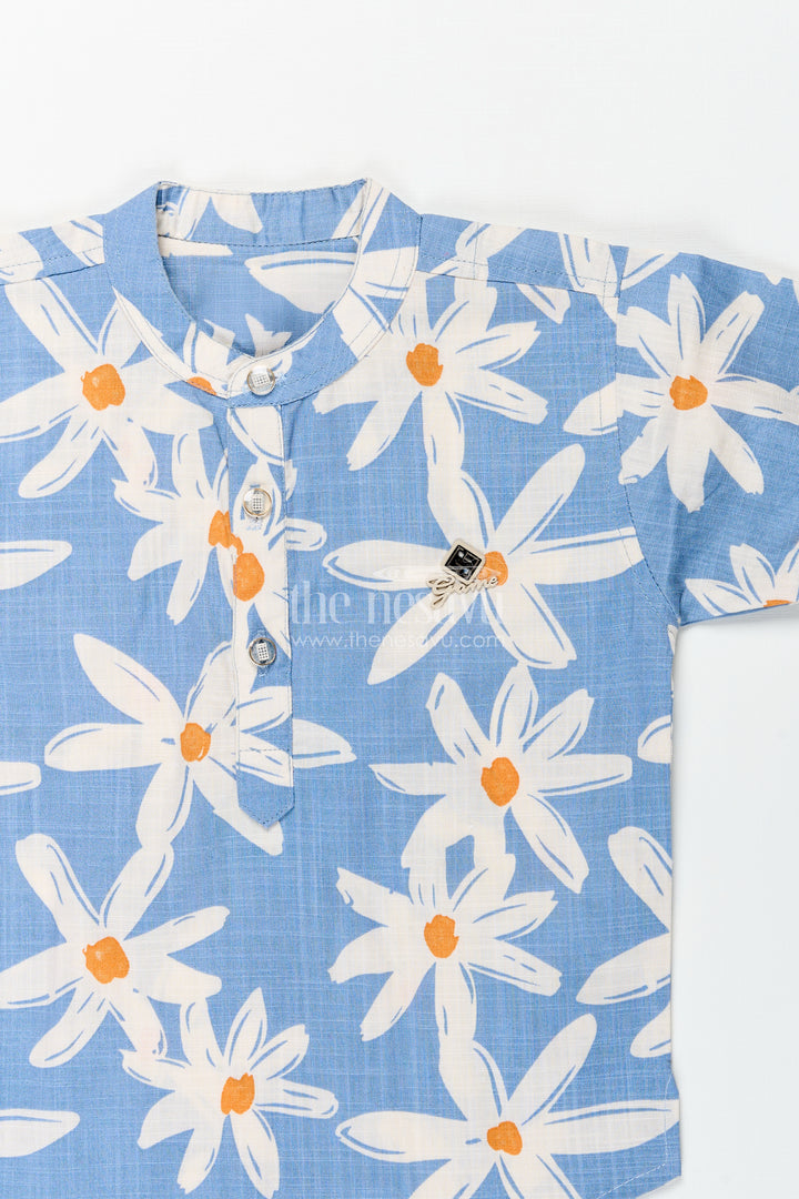 Boys floral printed shirt and pants cotton set for vacations and outings